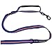 EXPAWLORER Best Outdoor Dog Training Leash Heavy Duty Double Handles Blue Soft Portable Reflective Extension Bungee Leashes for Medium to Large Dogs Walking, Training