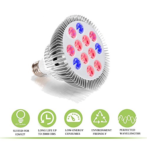 Meoro LED Grow Light Bulb, Grow Lights Bulb for Indoor Plants,Hydroponic Garden and Greenhouse Applicable to Grow Vegetables Flower Growing Lights Bulb ( E26, 12W, 12LED)