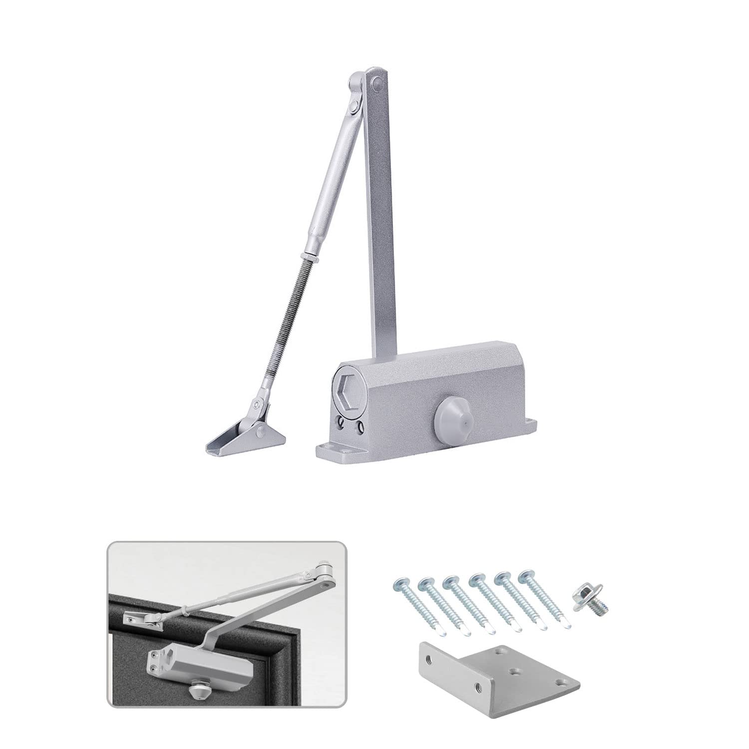 zalati Hydraulic Spring Door Closer 90° Automatic Door Stopper or Closure Aluminum Alloy for Carry Package Office, Shop, Grade & Home 55kg Door