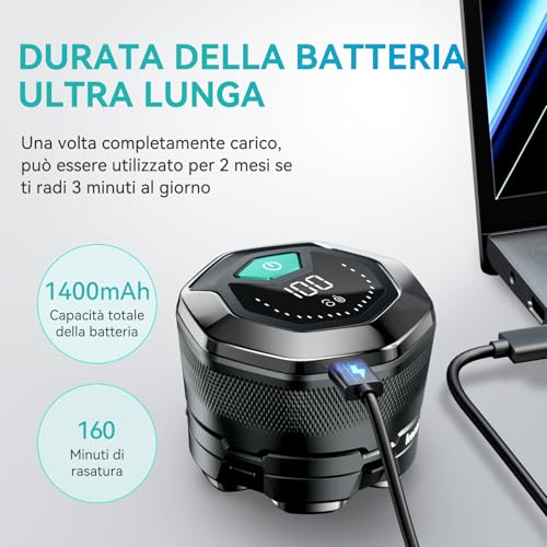 kensen Men's 6D Bald Head Electric Shaver Waterproof Cordless 160 Minutes Working Time Men's Hair Clipper with Magnetic Cutting Head & USB-C Charging Port