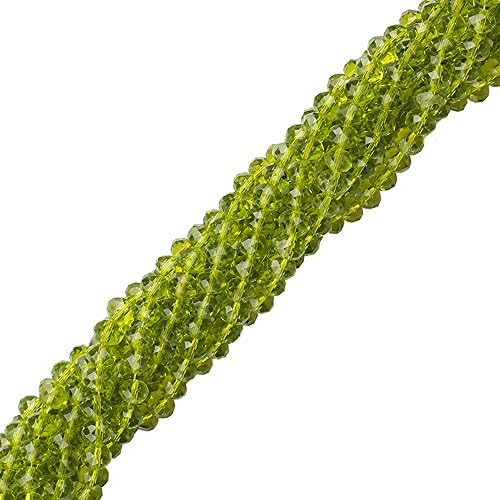 6mm Assorted Crystal Beads Faced Glass Beads Crystal Rondelle Bead,100pcs (Grass Green)