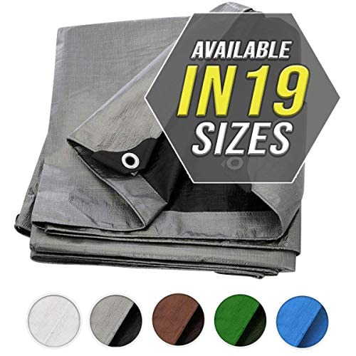 Tarp Cover 6X8 Silver/Black 2-Pack Extremely Heavy Duty 20 Mil Thick Material, Waterproof, Great for Tarpaulin Canopy Tent, Boat, RV Or Pool Cover!!! (6X8)