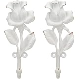 SOFFEE DESIGN 2-Pack Golden 3D Flower Wall Hooks | Retro Ornate Coat Hooks For Entryway, Bedroom, Heavy Duty