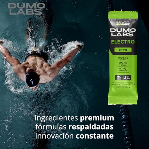 DUMO ELECTRO | Electrolitos Orales en polvo sin azucar | Suplemento Deportivo Premium para Hidratación con Sodio, Potasio y Magnesio | Electrolitos para Energía, Rendimiento y Recuperación | Citrus | 30 Porciones (30 pack, Citrus