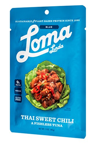 Loma Linda Blue - Vegan Meal Solution - Thai Sweet Chili Fishless Tuna (3 oz.) (Pack of 12) - Non-GMO, Gluten Free