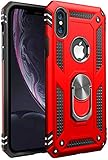 iPhone X Case | iPhone Xs Case [ Military Grade ] 15ft. Drop Tested Protective Case | Kickstand | Wireless Charging | Compatible with Apple iPhone X Case | iPhone Xs Case- Red