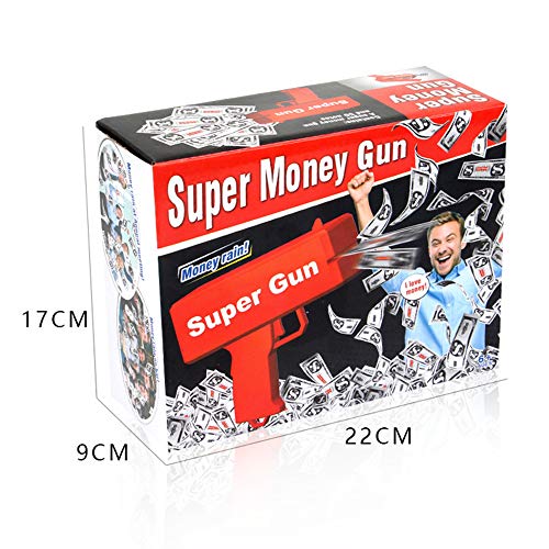 Alagoo Super Money Guns Paper Playing Spary Money Gun Make it Rain Toy Gun, Handheld Cash Gun Fake Bill Dispenser Money Shooter with 100 Pcs Play Money(Metallic Gold)