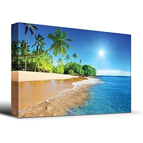 Palm Trees on Tropical Beach Vacation - Canvas Art Home Art - 12x18 inches