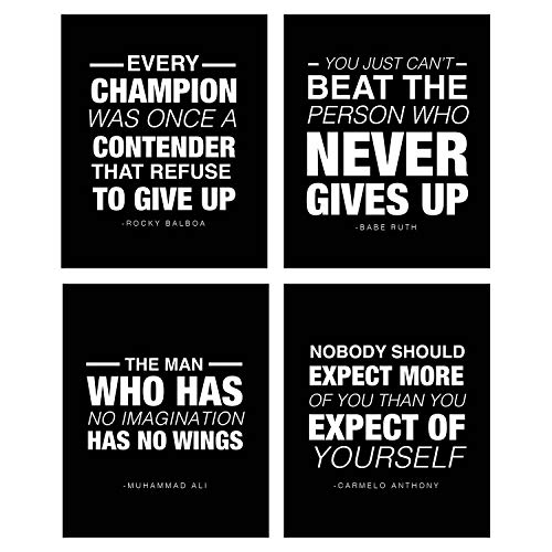 (4 Pack) Motivational Quote Workout Gym Posters 8 x 10 Inspirational Teen Boy Girl Athlete Fitness Success Sports Goal Hard Work Decor. Great for Classroom Posters And Gym Decor! (Sports Vol 1)