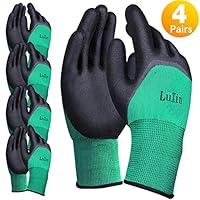 Safety Work Gloves Micro-Foam Nitrile Latex Coated Construction Glove Seamless Nylon Knit Wrist Cuff Textured Grip for Men and Women Gardening (Pack of 4)