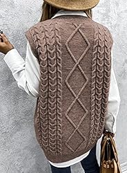 EVLAESS Womens Oversized Sweater Vest Fall Casual V
