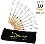 PumaEye Roasting Sticks, Marshmallow Roasting Sticks, 32-inch Stainless Steel Roasting Sticks For Fire-Pit, Bonfire Kids, Camping Or Campfire [Absolutely Safe For Children]