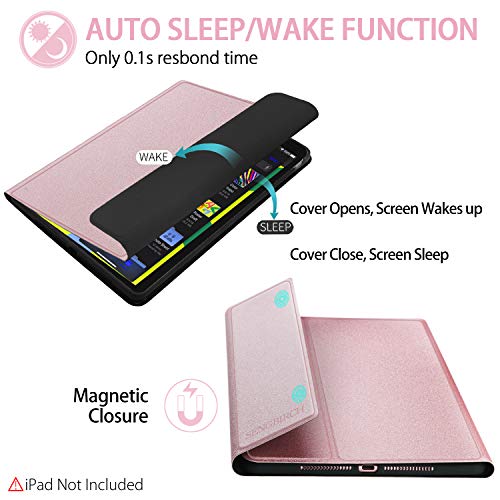 iPad 7 Keyboard Case 10.2 inch 2019 - iPad Pro 10.5 - iPad Air 3, Support Pencil Holder - Magnetically Detachable Wireless Backlit Keyboard - Folio Cover for New iPad 7th Gen, Black