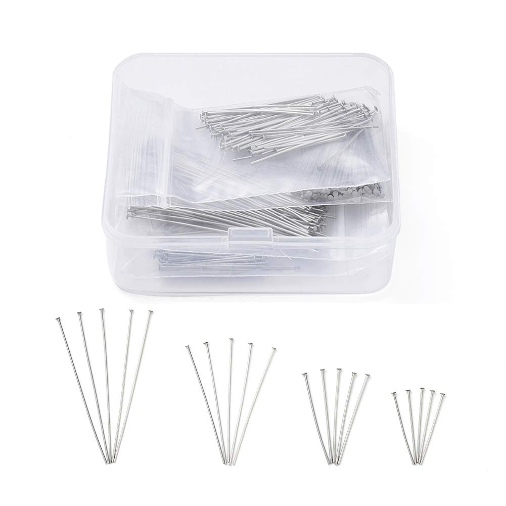 Craftdady 400Pcs Flat Head Pins 24mm 30mm 40mm 50mm Wire Disc Headpins for Beading Jewelry Making