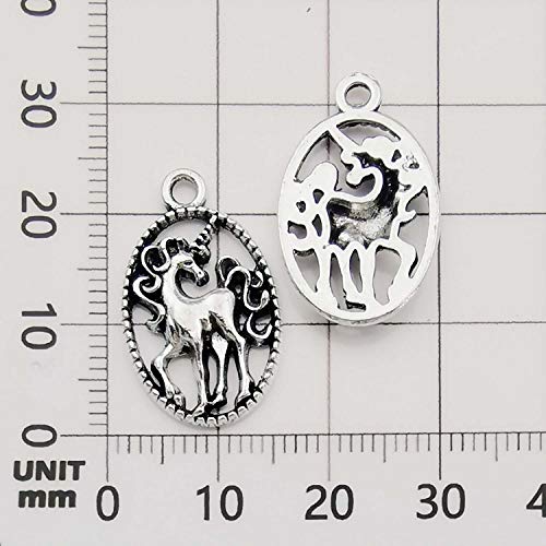 Youdiyla 50 Unicorn Charms, Horse Metal Charm Pendant Supplies Findings for Necklace Bracelet Jewelry Making HM314