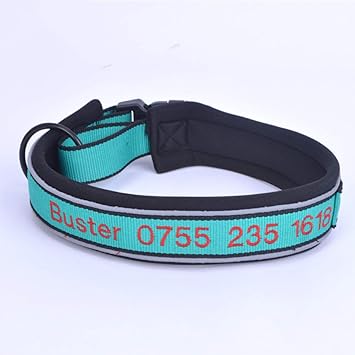 ZHANGZHIYUA Personalisierte Hundehalsbänder - benutzerdefinierte bestickte Halsband mit Pet Name & Telefonnummer - 4 einstell