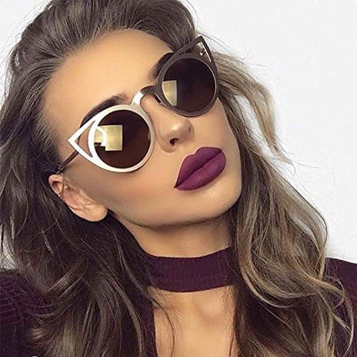 Cat Eye Vintage Style Round Sunglasses Smoked Lens Metal Frame Women Fashion