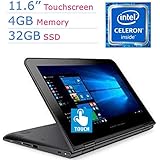 Newest Premium Lenovo 11.6’’ IPS Touchscreen 2-IN-1 Convertible Laptop PC, Intel Celeron Processor up to 2.48GHz, 4GB RAM, 32GB SSD, Bluetooth, HDMI, WIFI, Spill-Resistant keyboard, Windows 10 Pro