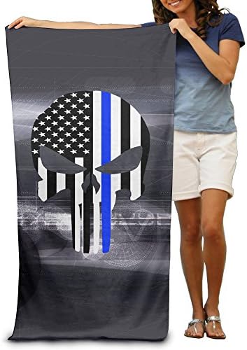 KathyB Thin Blue Line Skull Quick Dry Microfibre Towel For Adult