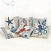 Famibay Decorative Pillow Cover Ocean Park Theme Square Cotton Linen Throw Pillow Case Cushion Cover 18 x 18 (Starfish Coral)