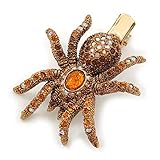 Amber/ Topaz Coloured Austrian Crystal Spider Hair Beak Clip/ Concord Clip In Antiique Gold Plating - 55mm L