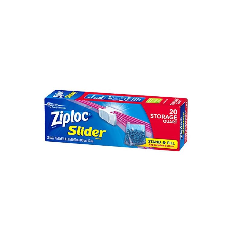 Ziploc Slider Storage Bags, Quart, 20 Count MenuCulture