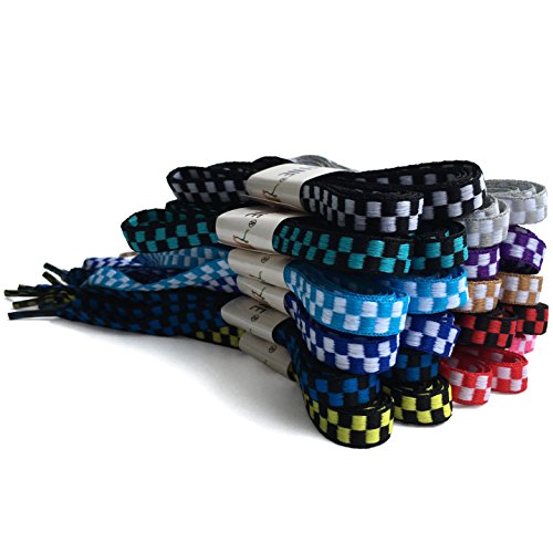 YJRVFINE 2 Pair 45.28"Personalized Rainbow Purple White Plaids Stripe Pattern Flat Casual Shoelaces String Plaid Shoe Laces - Thumbnail 3
