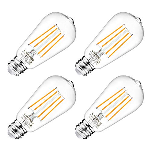 LED Edison Bulb 6W Vintage Light Bulb, 60W Equivalent 800 Lumen 2700k Warm White, Non-Dimmable Led Filament Bulb E26 Medium Base, Decorative Clear Glass for Bathroom Kitchen Dining Room, Pack of 4