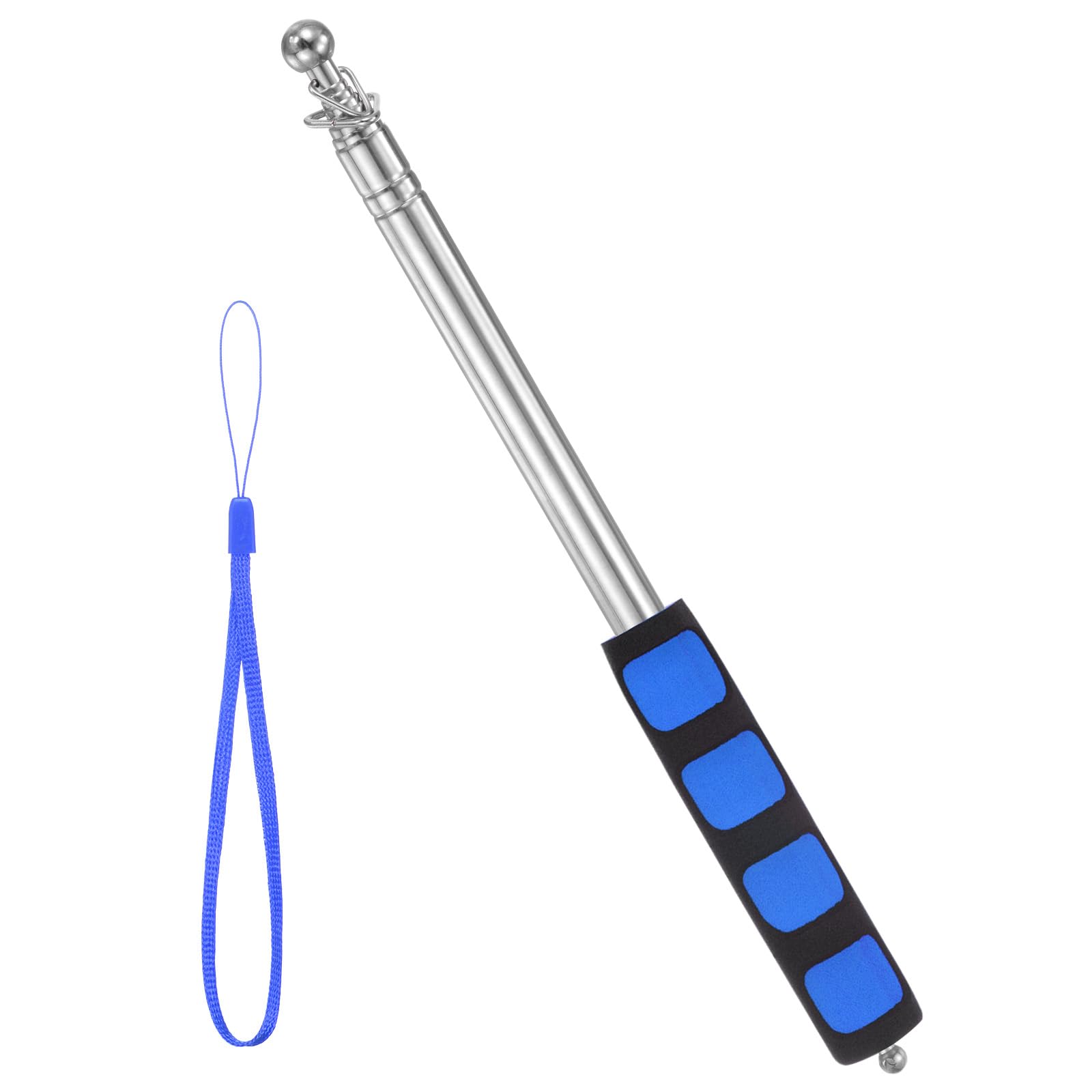 M METERXITY Flag Pole - 5.25 Feet Telescopic Handheld Flagpoles, Tour Guide Portable Flag Pole, Stainless Steel & Handheld, Anti-Slip Grip Apply to Pointer for Teacher/Outdoor (Blue)