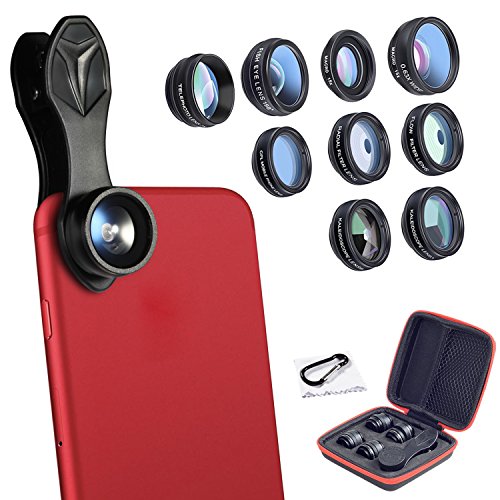 10 in 1 Camera Lens Kit by Ailuki,Wide Angle Lens&Macro Lens+Fisheye Lens+Telephoto Lens+CPL/Flow/Radial/Star Filter+Kaleidoscope, Selfie Remote Control+Tripod for iPhone Samsung Galaxy Huawei - Thumbnail 7