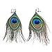 KISSPAT Native Peacock Bohemian Clip On Blue Feather Dangle Earrings for women