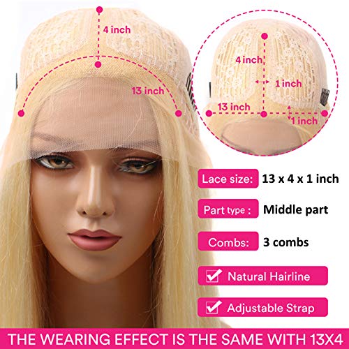 Straight-Blonde-Lace-Front-Wigs-Human-Hair-Pre-Plucked-Hairline-T-Part-Lace-Wigs-for-Black-Women-Lightly-Bleached-Knots-150-Density-Brazilian-Virgin-Human-Hair-Lace-Front-Wigs-18-Inch-Can-be-Dyed