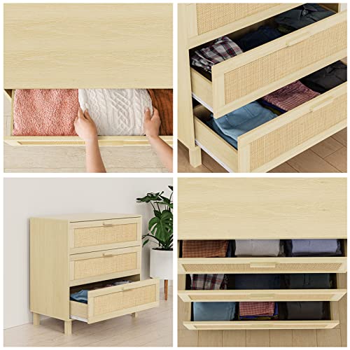 CREATIVELAND 3 Drawer Dresser,Hamilton Rattan Chest of Drawers End Storage Corner