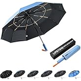 DryDay Travel Umbrellas for Rain - Large Windproof Double Canopy Umbrella, 10 Durable Ribs, Strong Frame, Auto Open Close Ergonomic Handle, Compact Waterproof Umbrella for Women & Men