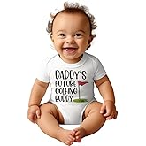 FastDeliveryTees Daddy's Future Golfing Buddy Baby Onesie - Funny Infant One-piece Baby Bodysuits - White Baby Onesie 0-3 Months