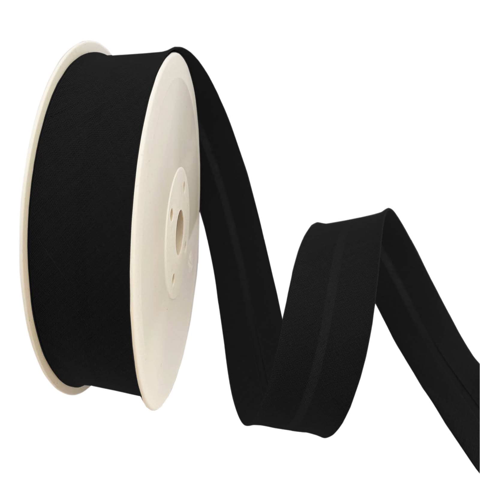 TEXTEX = 40mm Wide Bias Binding Tape. 50% Cotton and 50% Polyester. 10m Piece - (Black)