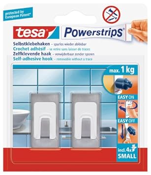 tesa selbstklebende Metall-Haken, bis 1kg, wieder ablösbar, eckig