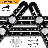 Multi Angle Measuring Ruler - CrazyLynX Premium Aluminum Alloy Easy Angle Ruler, Precise Angle Ruler Template Tool with FREE Protective Pouch, Great Gift for DIY Handymen Builders Carpenters Tilers