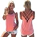 Blooming Jelly Women's Casual Loose Strap Hollow Out Back Camisole Tank Tops Blue