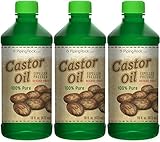 Piping Rock Castor Oil Expeller Pressed Hexane Free 100% Pure 3 Bottles x 16 fl oz. (473 mL)