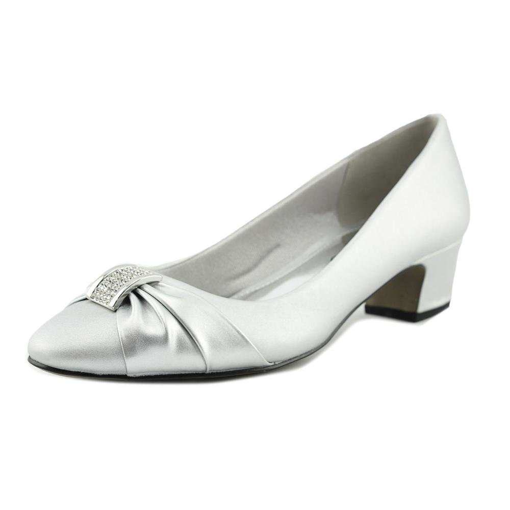 Easy Street Women’s Eloise Pump, Silver Satin, 12 Wide
