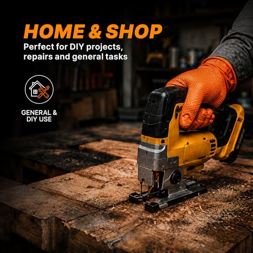 TitanFlex Heavy Duty Orange Industrial Nitrile Gloves with Raised Diamond Texture, Latex Free (6mil/8mil)