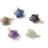 DanLingJewelry 20pcs Random Gemstone Star Pendants Faceted Star Charms Reki Healing Chakra Stone Charms for DIY Jewelry Craft Making