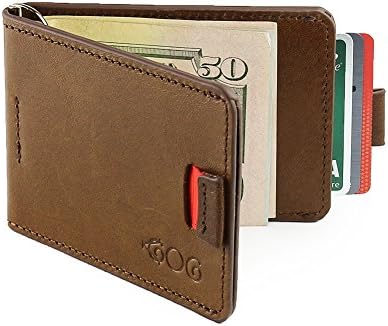 Ultra Slim Men's Genuine Leather Wallet with Stylish Pull Tab Design- Fits up to 12 Credit Cards and Money Clip- by AGOG
