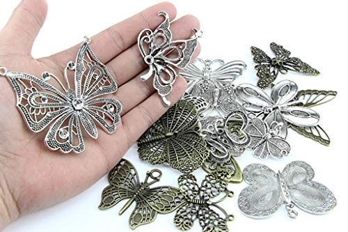 Kinteshun Assorted Butterfly Charm Pendant Connector for DIY Jewelry Making Findings(21pcs,Big Size) - Thumbnail 5