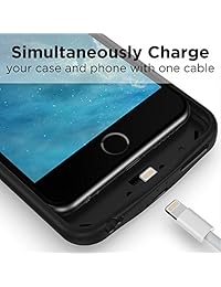 PowerBear funda con batería recargable para iPhone 6  6s, hasta un 275   extra de batería, 5 000 miliamperios, color negro