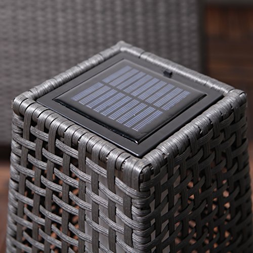 Lámpara De Pie Solar Efecto Ratán 69cm - Linterna LED Exterior Jardín Patio (Dusk-to-Dawn)