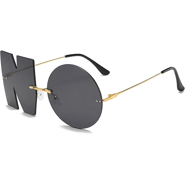 Metal UV400 Polarized Sunglasses Letter NO Shape Design Streetwear Amazon.com: ENTHYI Letter NO Party Rimless Irregular Design  main image 3