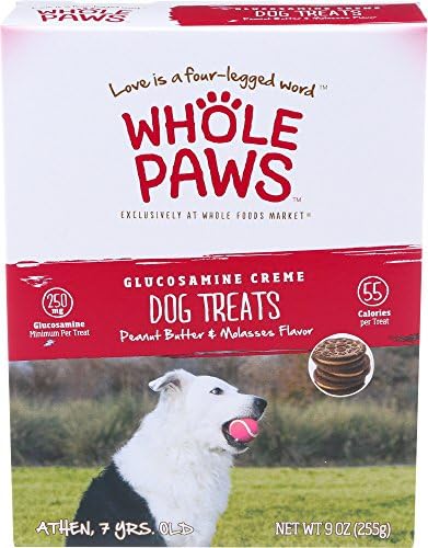 Whole Paws, Glucosamine Creme Dog Treats, Peanut Butter &amp; Molasses Flavor, 9 Ounce