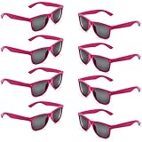 Neon Colors Party Favor Supplies Unisex Sunglasses Pack of 8 (Hot Pink)